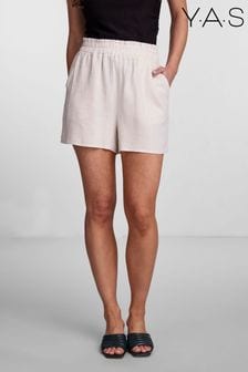 Y.A.S Eggnog High Waisted Linen Shorts (K56624) | €48