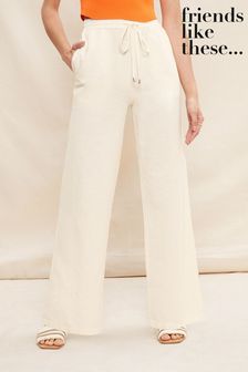 Friends Like These Neutral Wide Leg Trousers With Linen (K56659) | €29