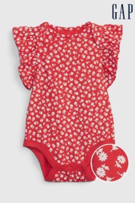 Gap Red Organic Cotton Mix and Match Flutter Sleeve Bodysuit (K56847) | 10 €