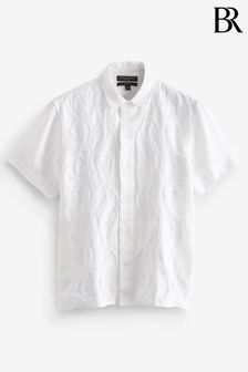 Banana Republic White Botanica Embroidered Resort Linen Shirt (K57109) | €78