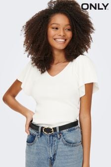 ONLY White Frill Sleeve Top (K57548) | €15