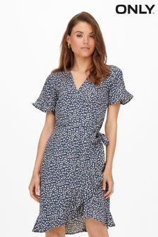 ONLY Short Sleeve Wrap Summer Midi Dress
