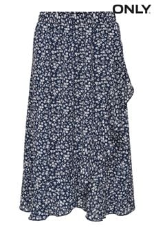 ONLY Blue Floral Printed Wrap Skirt (K57550) | OMR14
