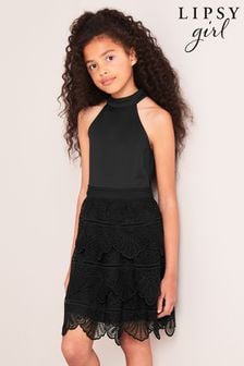 Lipsy Black Tierred Lace Occasion Dress (K57717) | €36 - €42