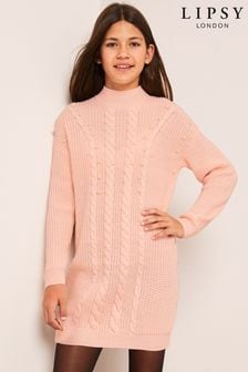 Lipsy Pink Pearl Knitted Jumper Dress (K57737) | €9.50 - €11.50