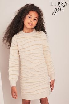 Lipsy Cream Tonal Zebra Knit Dress (K57738) | $64 - $78