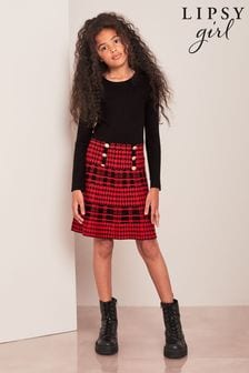 Lipsy Red Check 2in1 Long Sleeve Knitted Dress (K57741) | $65 - $78