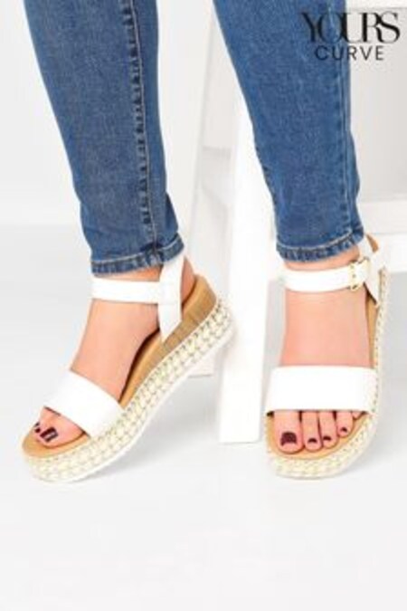 Yours Curve White Extra-Wide Fit Two Part Espadrille Sandal (K57899) | 44 €