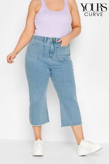 Yours Curve Blue Cropped Wide Leg Jean With Front Pockets (K57942) | INR 4,188