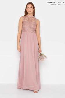 Long Tall Sally Pink Lace Chiffon Maxi Dress (K57992) | 47 €