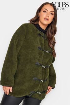 Yours Curve Green Luxury Faux Fur Toggle Cardigan Jacket (K58042) | €61