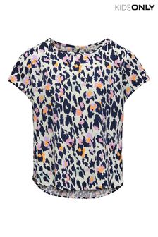 ONLY KIDS Cream, Orange & Pink Leopard Print Short Sleeve Top (K58494) | INR 1,544