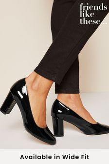 Friends Like These Black Wide FIt Block Mid Heel Patent Court (K58498) | 1,873 UAH