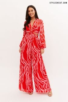 Style Cheat Red Teagan Cut Out Jumpsuit (K58860) | €47
