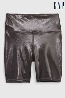 Gap Black and Silver Shimmer Recycled High Rise Cycle Gym Shorts (K58941) | €17