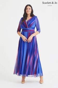 Scarlett & Jo Blue & Purple Ikat Verity Maxi Gown (K59265) | €110