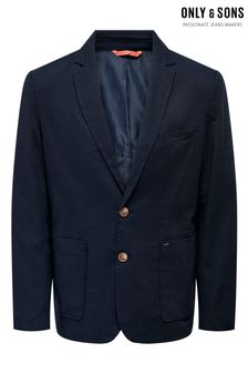 Only & Sons Navy Blue Smart Blazer Contains Linen (K60090) | ₪ 327