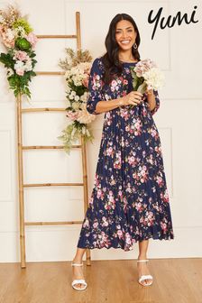 Yumi dolga obleka z dolgimi rokavi in cvetličnim potiskom (K60116) | €33