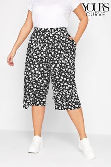 Yours Curve Black/White Flat Front Culotte (K60411) | LEI 149