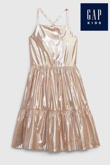 Gap Neutral Metallic Tiered Dress (K60724) | €17