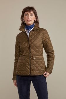 Hinter + Hobart Khaki Green Harlow Womens Short Quilted Jacket (K60997) | €100