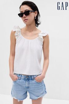 White ruffle vest top 2025