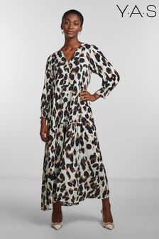 Y.A.S Leopard Print Button Through Midi Printed Dress (K61418) | ₪ 377