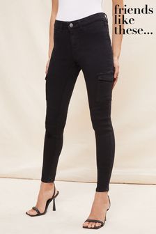 Friends Like These Black Cargo Pocket High Waisted Jeggings (K61490) | €20.50