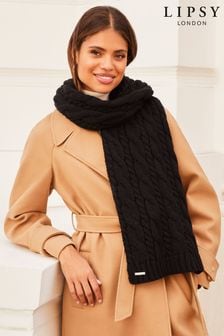 Черный - Свободный вязаный шарф с узором "косичку" Lipsy (K61689) | €24