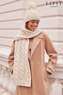 Lipsy Cream Cosy Oversize Cable Knit Scarf (K61834) | INR 1,890