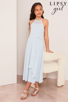 Lipsy Light Blue Strap Maxi Pearl Occasion Dress (7-16yrs) (K61922) | TRY 1.495 - TRY 1.725