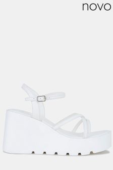 Novo White Burna Strappy Wedge Sandal (K61925) | €21.50