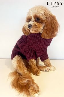 Lipsy Berry Red Super Soft Cable Knit Dog Jumper (K62065) | €8 - €13