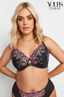 Yours Curve Black Dramatic Embrodiery Padded Bra (K62121) | LEI 143
