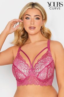 Yours Curve Pink Peacock Lace Longline Padded Bra (K62123) | 41 €