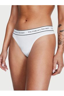 Victoria's Secret Vs White Thong Logo Knickers (K62470) | kr117