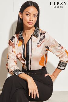 Rosa mit floralem Muster - Lipsy Hemd mit Kragen und Knopfleiste (K62624) | 58 €