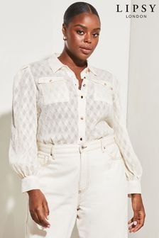 Кремовый с выжженным эффектом - Lipsy рубашка на пуговицах с карманом спереди (K62638) | €18