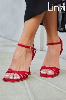 Красная замшевая - Босоножки на каблуке-шпильке с вырезами Linzi Serena (K62720) | €48
