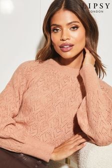 Lipsy Pink Lofty Pointelle Stitch Cosy Knitted Jumper (K62780) | €18