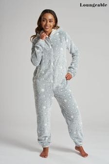 Loungeable Grey Sparkle Star Luxury Fleece All-In-One (K63352) | $70