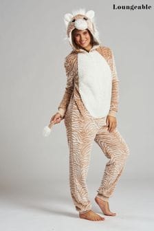 Loungeable Nude Tiger Fleece All-In-One (K63362) | SGD 66