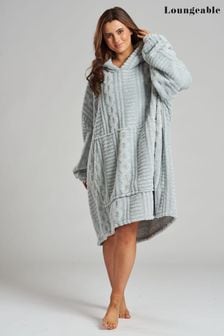 Loungeable Grey Cable Cut Borg Snuggle Hoodie (K63376) | AED100