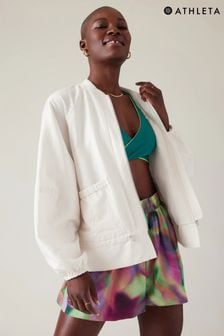 Athleta White Alicia Keys Enlighten Up Linen-Blend Bomber Jacket (K63515) | €67