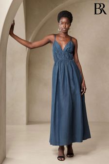 Banana Republic Navy/Blue Rosalia Cotton-Silk Maxi Dress (K63660) | €60