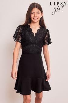 Lipsy Black Lace Bodice Scuba Dress (K64836) | 105 zł - 130 zł