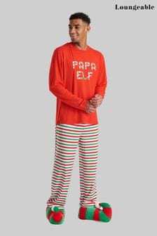 Loungeable メンズ Papa Elf 長袖 & ロングパンツ パジャマセット