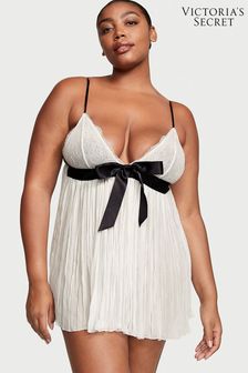 Victoria's Secret White Black Sheer Pleated Babydoll (K65272) | €56