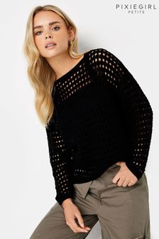 PixieGirl Petite Black Slash Neck Jumper (K65575) | €15