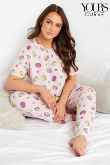 Yours Curve Pink Short Sleeve Tapered Pyjama Set (K65577) | INR 4,049
